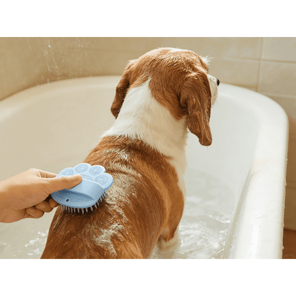 Rubber Pet Bath Brush | Gentle Scrub & Massage for Long/Short Hair Pets