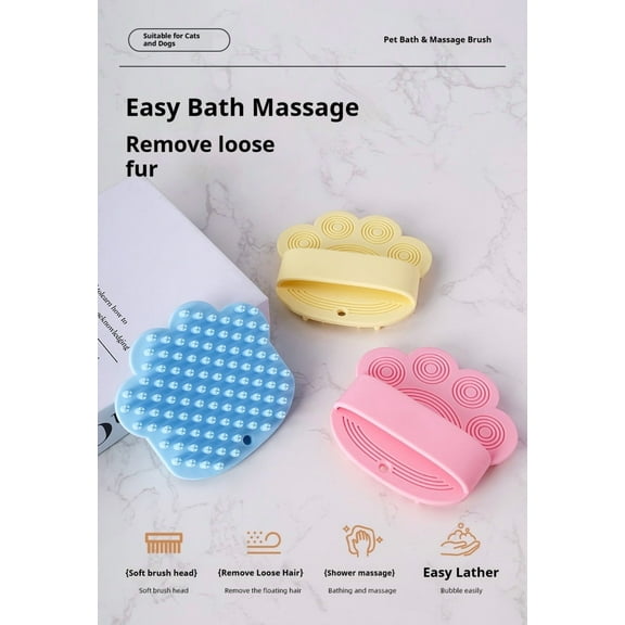Rubber Pet Bath Brush | Gentle Scrub & Massage for Long/Short Hair Pets