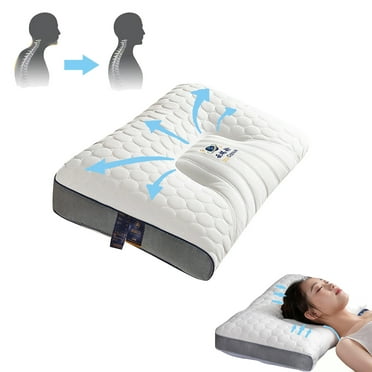 Rubber Pillows Home Natural Rubber Single Dormitory Student Cervical Neck Protection Sleep Aid Pillows Core Ergonomic Contour Cervical Pillows for Neck Pain Relief for Side&Back Sleeper