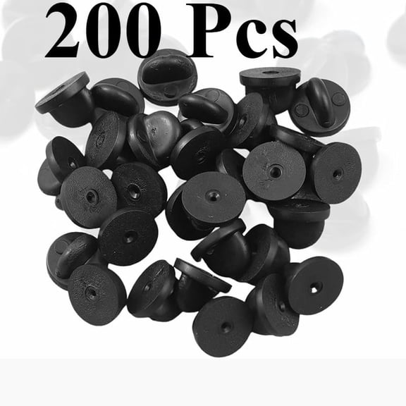 Rubber Pin Backs, 200PCS Lapel Pin Backs, Pin Safety Backs for Brooch Tie Hat Badge Insignia, Black