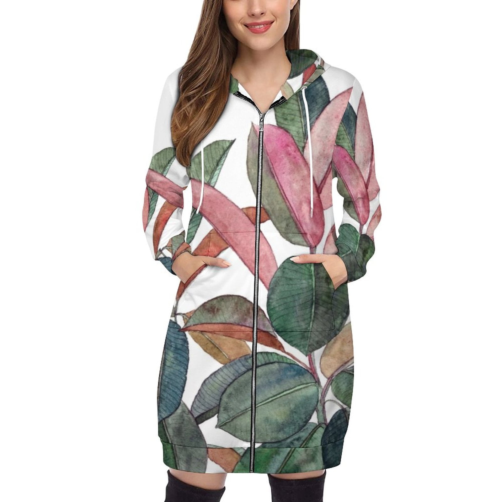 Rubber Plant Hoodie Sweatshirt Men/Women Drawstring Printed Pocket