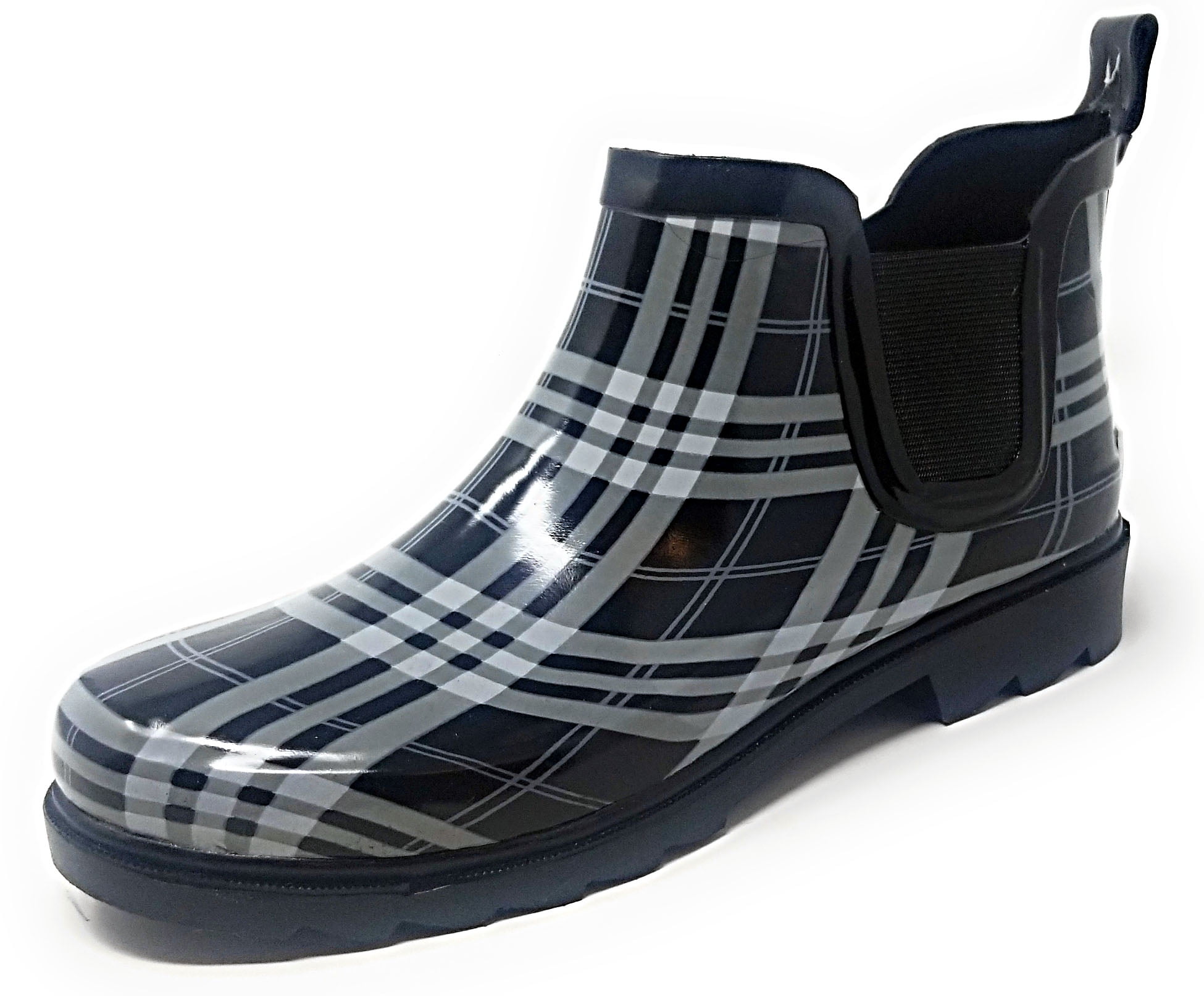 Black and white shop checkered rain boots