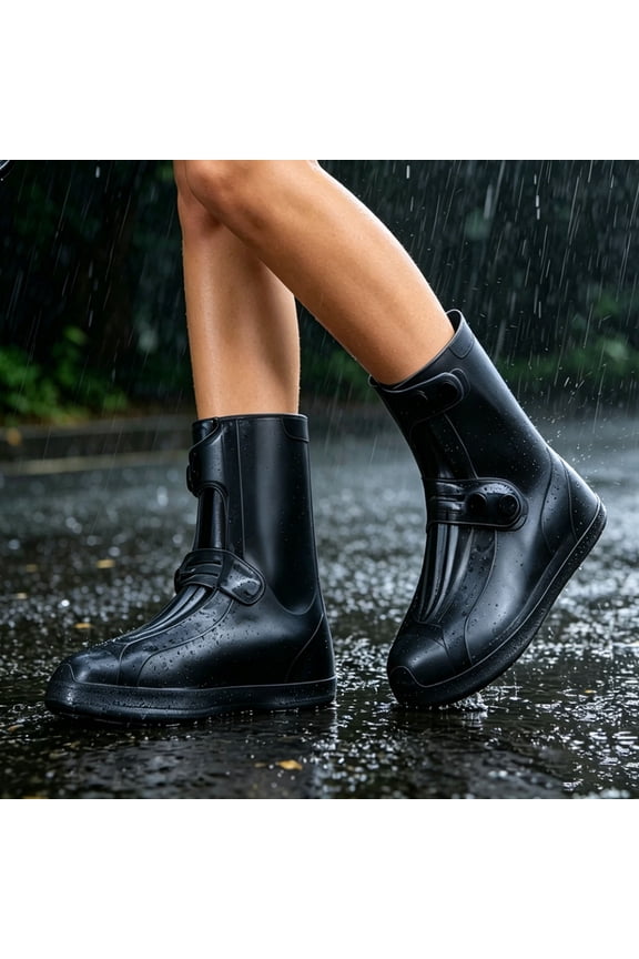 Rubber Rain Boots for Women Men Dual Adjustable Strap Mid Calf Rain Boots Waterproof Slip On Outdoor Garden Chore Footwear