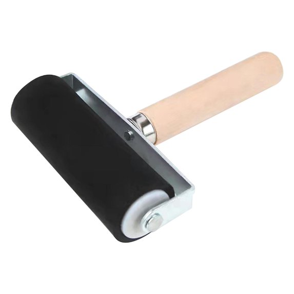 Rubber Roller for Crafts | Crafting Paint Roller with Wooden Handle | Ink Applicator, Stamping Tool for Printmaking Transfer Scrapbooking Art Paper Wallpaper Paint