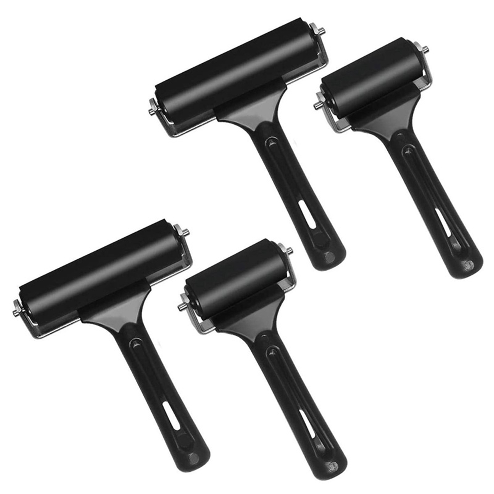 Rubber Roller, Set of 4 (6 & 10cm), Ink Brayer Roller Perfect for Printmaking, Wallpapers, Block