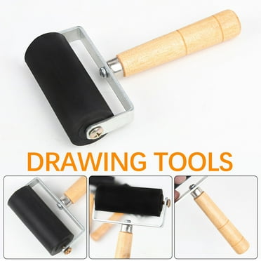 Rubber Roller Tools, Hard Rubber Brayer Roller, Art Craft Roller for Printmaking, Printmaking Ink Roller with Wooden Handle, Paint Brush Ink Applicator Art Craft Painting Tool