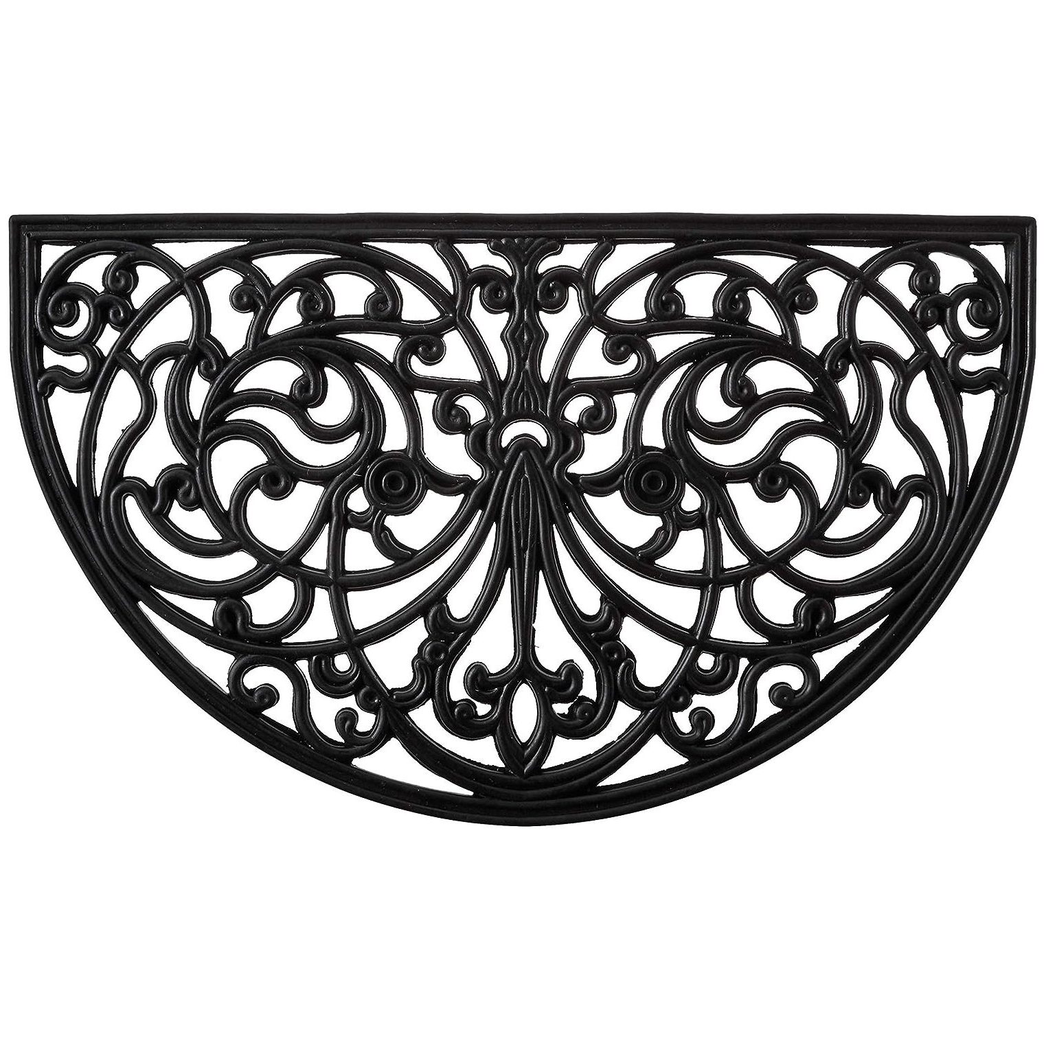Rubber Scroll Doormat Half Moon Mat, Indoor Outdoor Entrance Mat, Low