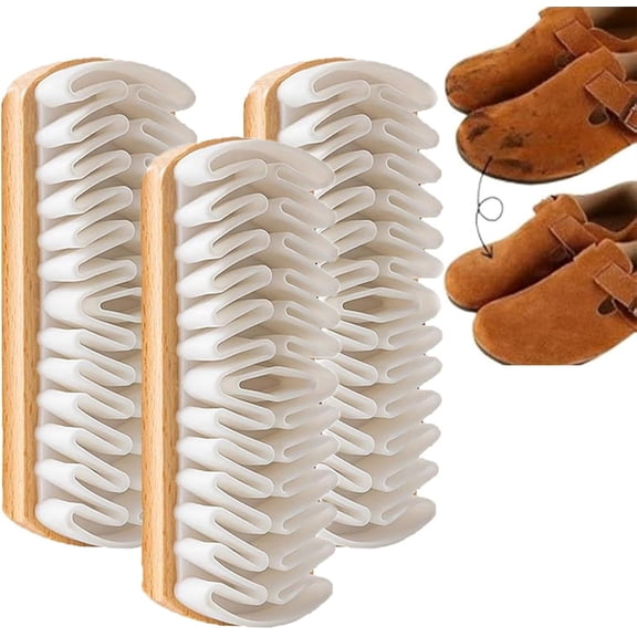 Rubber Shoe Brush,Suede Shoe Brush and Eraser Soft TPR Crepe Brush for Shoes, Bags, Jacket, Purse, Sofa with Wooden Handle
