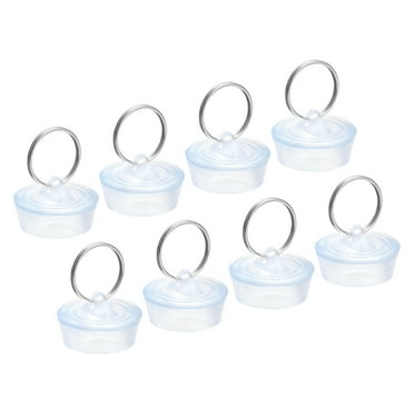 Uxcell Rubber Sink Plug, Clear Drain Stopper Fit 1 1/8" to 1 1/4" Drain with Hanging Ring for Bathtub Kitchen, 8 Pack