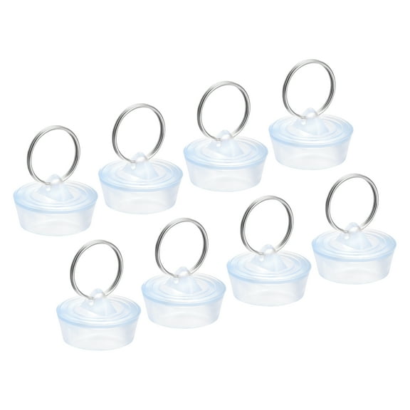 Uxcell Rubber Sink Plug, Clear Drain Stopper Fit 1 1/8" to 1 1/4" Drain with Hanging Ring for Bathtub Kitchen, 8 Pack