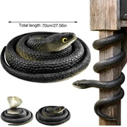 Rubber Snakes Fake Snake, Realistic Large Snakes Toy Keep Birds Away, Fake Black Green Cobra Toy Scare Squirrels, Mice, Pranks Halloween Decoration Props,Muti-size A-S-1PCS
