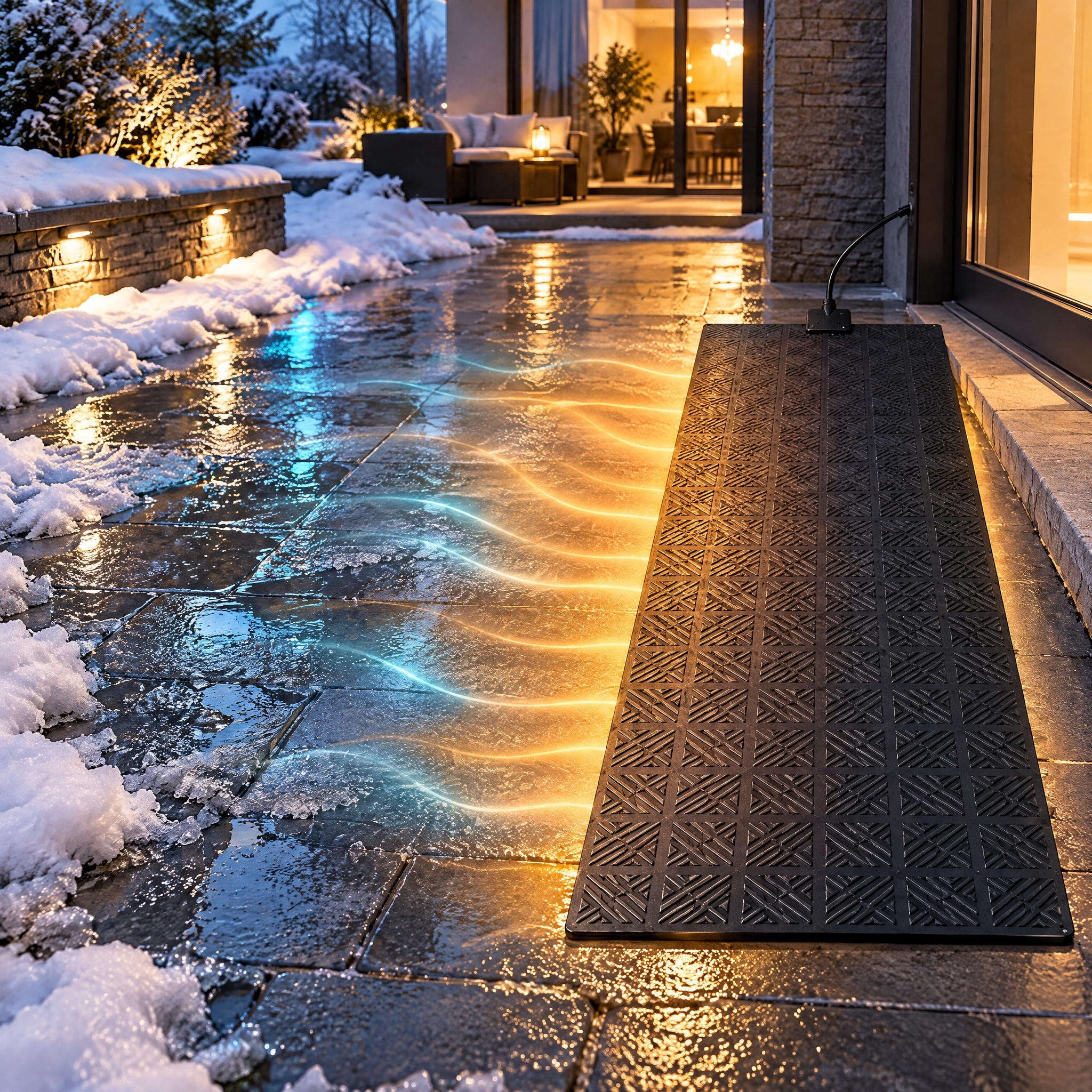 Easy Scrub Fast Rubber Snow Melting Heating Mat - Waterproof Outdoor Ice Melter Heated ...