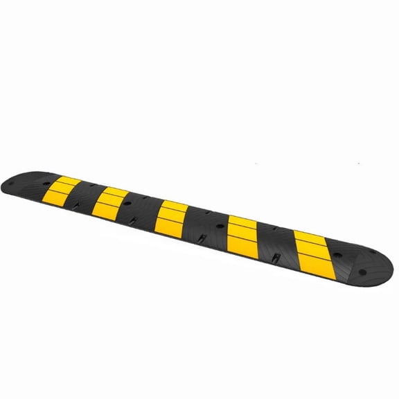 Rubber Speed Bump 1PC, 6 Ft Long With End Caps, Yellow Black