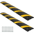 thumbnail image 1 of Rubber Speed Bump, 2 Pack 2-Channel Modular Traffic Driveway Speed Bump, Heavy Duty Cable Protector Ramp with Bolts for Asphalt, Concrete, Garage, Gravel Roads, 1 of 7