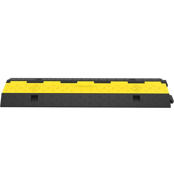 Rubber Speed Bump Cable Protector Ramp, 5-Pack 2-Channel Driveway Cord Cover, 11000 LB Load Capacity Modular Traffic Hump