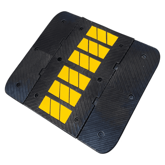 Rubber Speed Hump 1PC, 3FT Long With 2 End Caps, Yellow Black