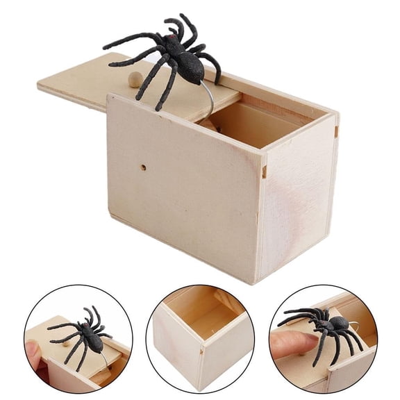 Rubber Spider Trick Box Handmade Surprise Case with Hidden Wiggly Spider Slide Open Scare Prank Stuff Gag Toy for Adults Children