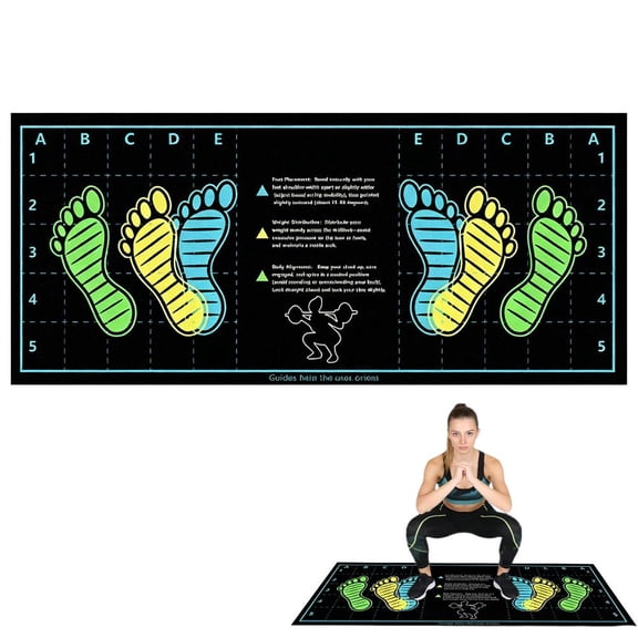 Rubber Squat Mat with Foot Positioning Guide, 3.5mm Thick, Black, 13.79 x 31.52 Inch, 1 Count