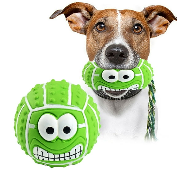 Rubber Squeaky Dog Toys, Tennis Squeaky Dog Toys Soft Dog Balls for Aggressive Chewers, Tough Durable Dogs Toys, Interactive Play Squeaky Dog Toy for Small Dogs