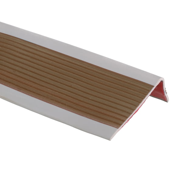 Rubber Stair Nosing, 3.28 ft Non-Slip Self-Adhesive Staircase Step Edge Protector, Waterproof Stair Treads Trim for Outdoor Indoor Floors, Gray/Brown