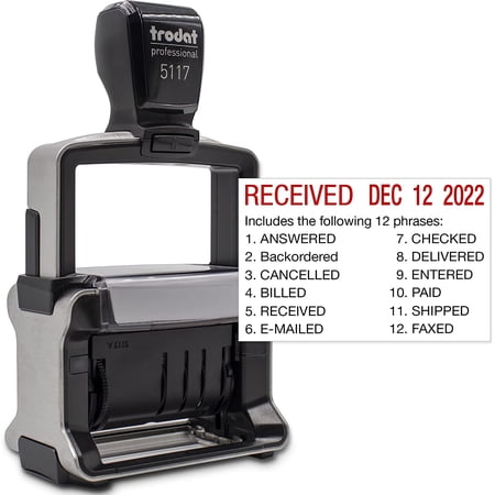 Rubber Stamp Creation - 5117 Professional 12-Message Stamp w/Dater, Self-Inking, Red Ink Color