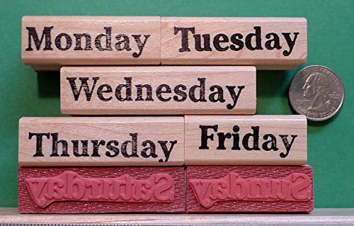 Rubber Stamps Days of The Week Stamp Set of 7, for Teaching Card Making ...