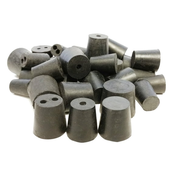 Rubber Stopper 1-Pound Set of Solid, 1-Hole, and 2-Hole Stoppers.
