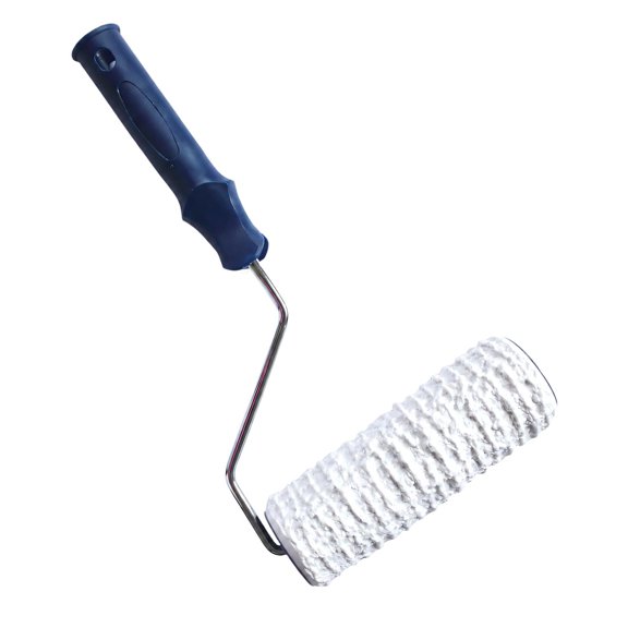 Rubber Texture Roller for Wall Art Paint, Handheld Pattern Tool with Curved Frame for Decorative Finishing Projects