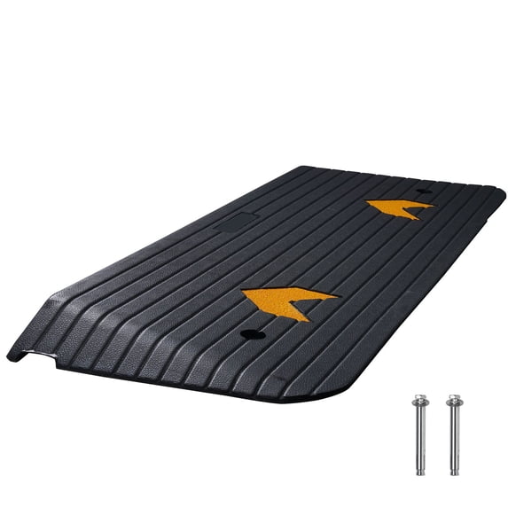 Rubber Threshold Ramp, 2" Rise Threshold Ramp Doorway, Recycled Rubber Power Threshold Ramp Rated 33069 lbs Load Capacity, Non-Slip Surface Rubber Solid Threshold Ramp for Wheelchair and Scooter