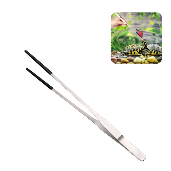 Rubber Tip Reptile Feeding Tongs, Straight & Curved | Soft Non-Scratch Tips, Aquarium Terrarium Enclosure & Craft Tools, Tank Accessories