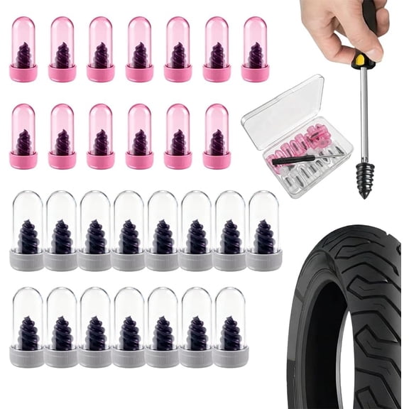 Rubber Tire Repair Nails Kit for Tubeless Punctures, Self-Service Vacuum Plugs with Tool