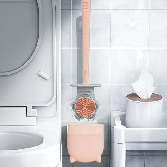 Rubber Toilet Brush Set, Paw Shape Bathroom Toilet Scrubber, Deep Cleaning Brush Head, TPR No Hair Tangling Brush, Under Rim Flat Flexible Bristles, Wall Mount Standing Holder