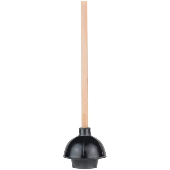 Rubber Toilet Plunger, Double Thrust Force Cup, Heavy Duty, Commercial Grade with Wood Handle