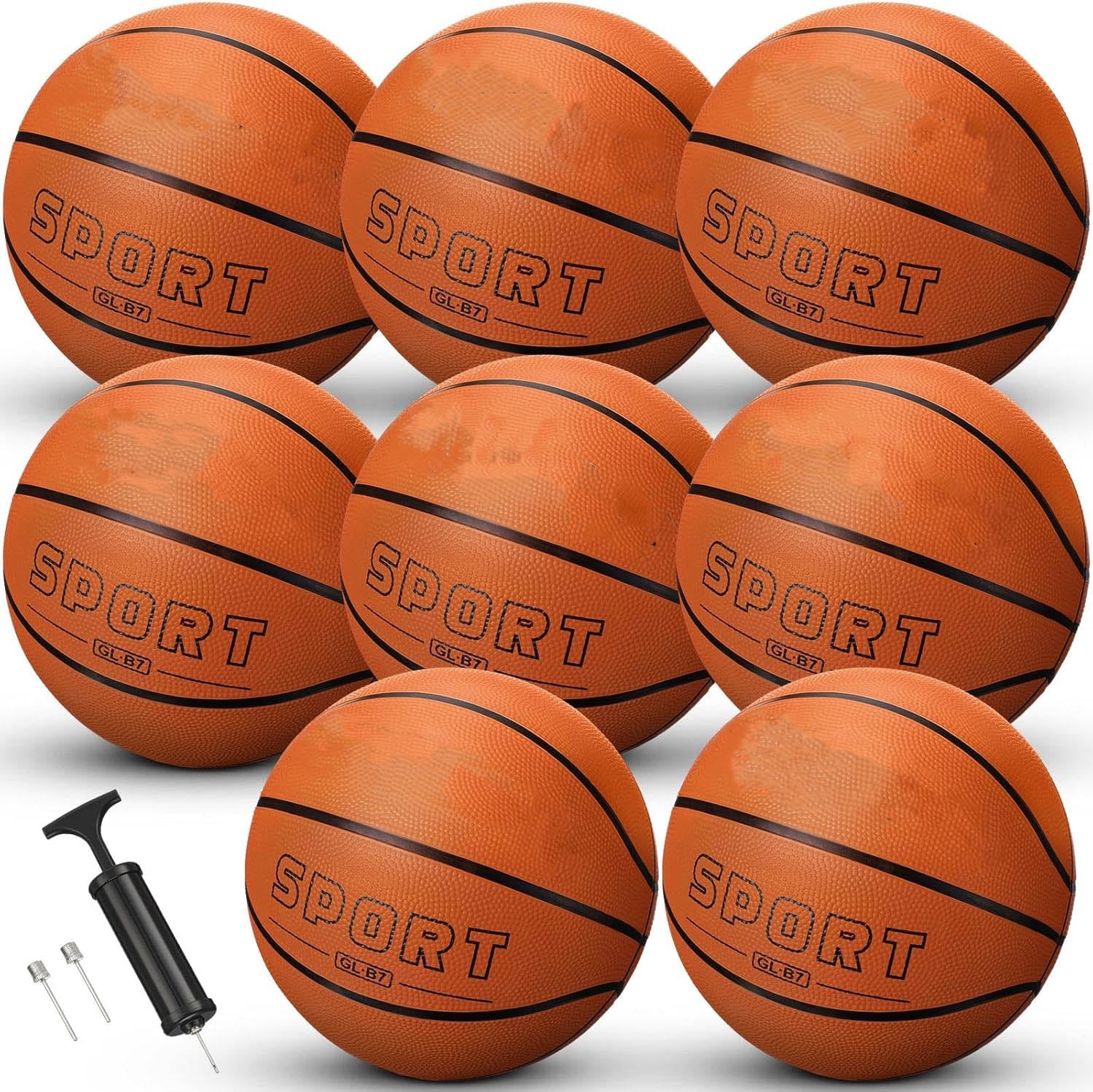 Rubber Training Basketball with Pump Street Ball for Indoor and Outdoor Game Gym Training Competition