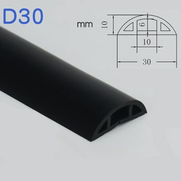 Rubber Trunking Cable Cover Heavy Duty Floor Cable Protection (1 Meter) D30-black