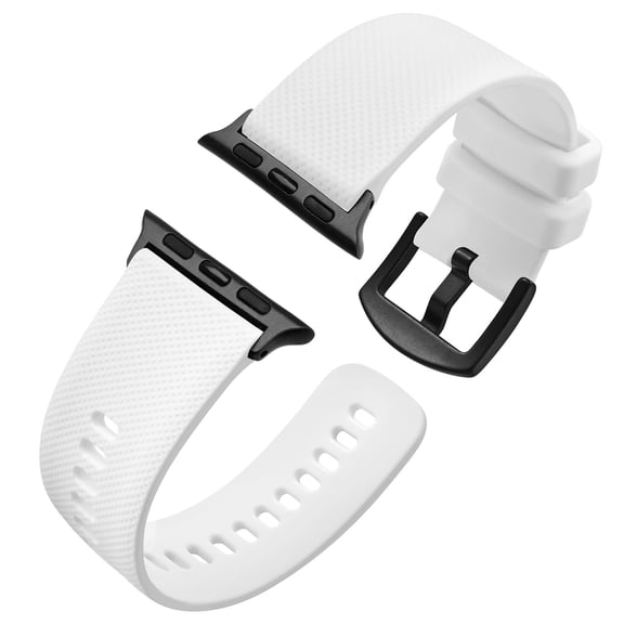 Rubber Watch Band Compatible with Apple watch Series Ultra 8 7 6 5 4 3 2 1 SE SE2 for Men and Women, Silicone Watch Strap with Stainless Steel Buckle for iWatch All Models