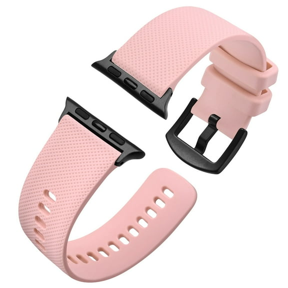 Rubber Watch Band Compatible with Apple watch Series Ultra 8 7 6 5 4 3 2 1 SE SE2 for Men and Women, Silicone Watch Strap with Stainless Steel Buckle for iWatch All Models