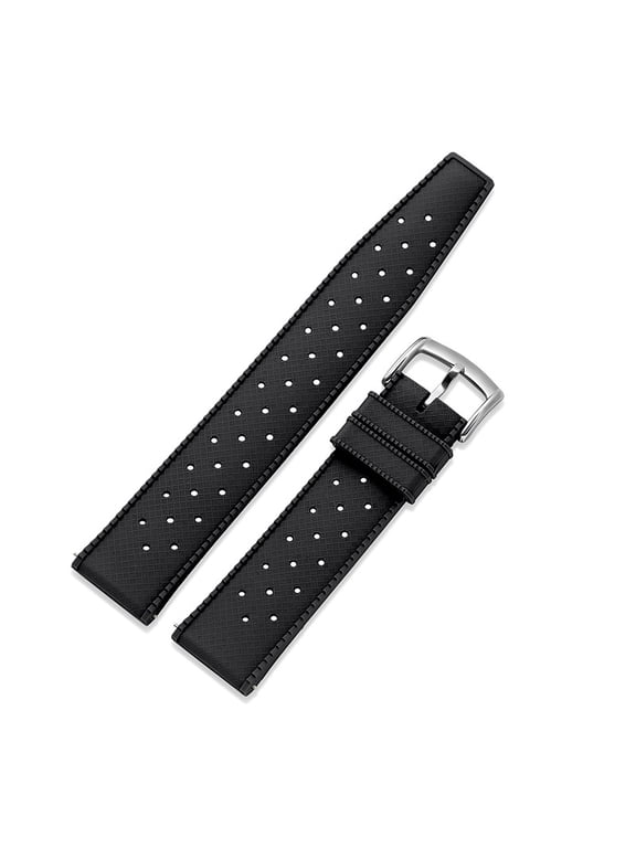 Rubber Watch Strap Quick Release Tropical Style Fluororubber 18mm 19mm 20mm 21mm 22mm Soft Breathable Durable FKM Rubber Watch Band Universal Replacement Band Strap for Men Women