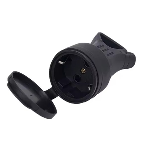 Rubber Waterproof Socket PlugElectrial Grounded European Connector With Cover IP54 For DIY Power Cable Cord 16A 250V