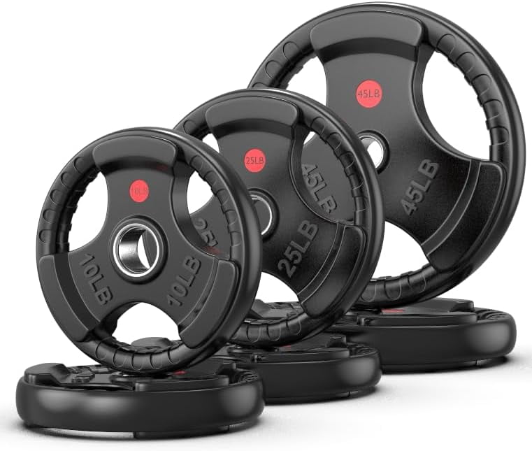 Rubber Weight Plates for Barbell, 2-Inch Olympic Grip Plate for ...