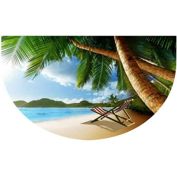 Rubber Welcome Doormat with Ocean Beach Tree Pattern Outdoor Indoor Doormat Waterproof Easy Clean Low-Profile Mats for Entryway Garage Patio High Traffic Areas