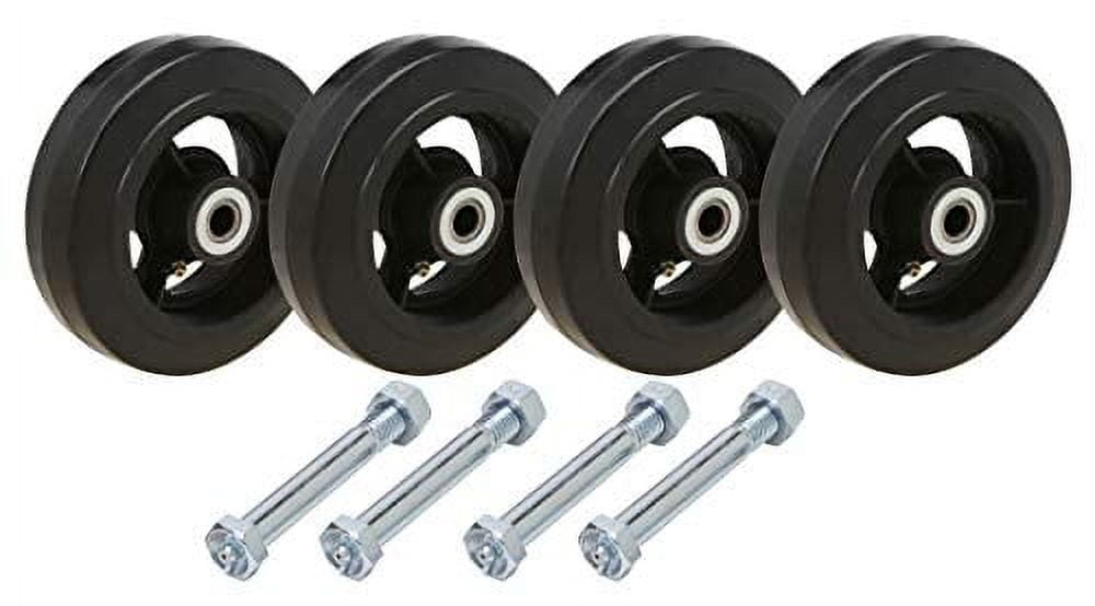SES 6x2" Rubber Wheels For Dumpsters & Carts - Set Of 4 With Bearings & Hardware