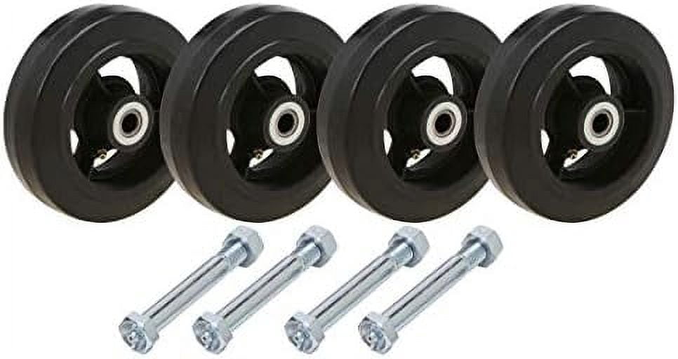 SES 6x2" Rubber Wheels For Dumpsters & Carts - Set Of 4 With Bearings & Hardware