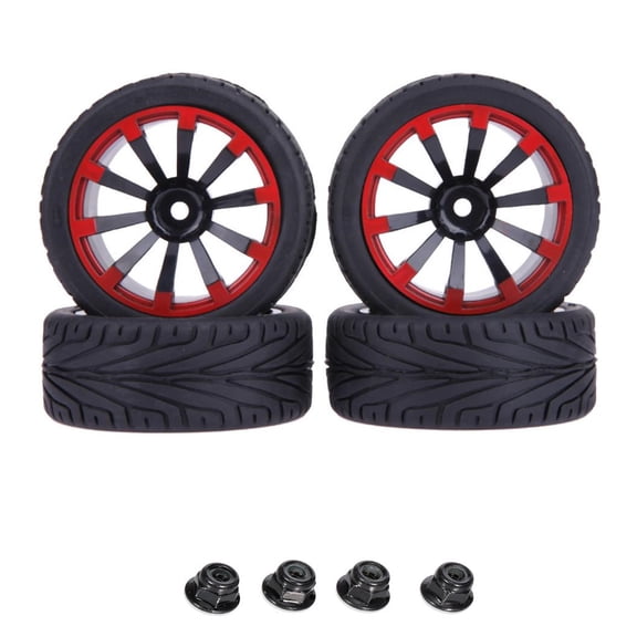 Rubber Wheel Tires Plastic Wheel for Front & Rear 4PCS Toy Accessories of 1/10 Scaled Hobby R/C H