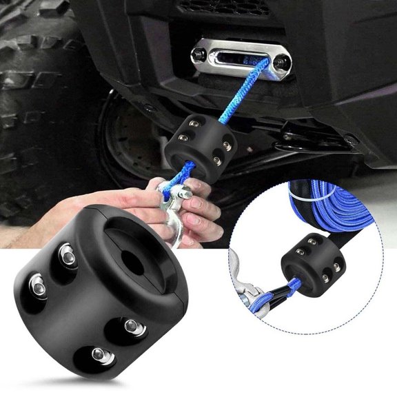 Rubber Winch Line Stopper for ATV UTV Truck Recovery, Hook Bumper Guards Cable from Fraying, Allen Wrench and Fasteners Included, 1-Pack
