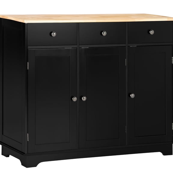 Rubber Wood Counter, 2-Tier Compartments / Versatile Storage for Dining Room