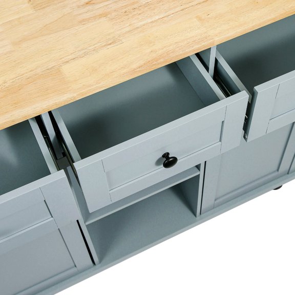Rubber Wood Drop - Leaf Countertop, Adjustable Shelves | Ideal for Kitchen, Dining Room, Saves Space & Keeps Items Organized