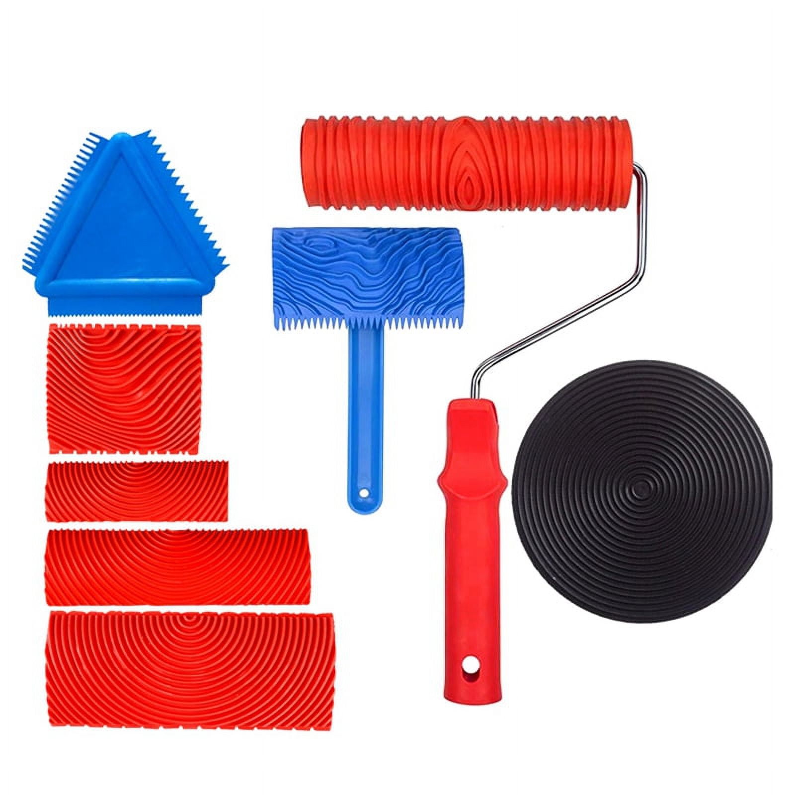 Rubber Wood Graining Tools Set Texture DIY Paint Roller Brush Pattern for Wall Room Home Yard