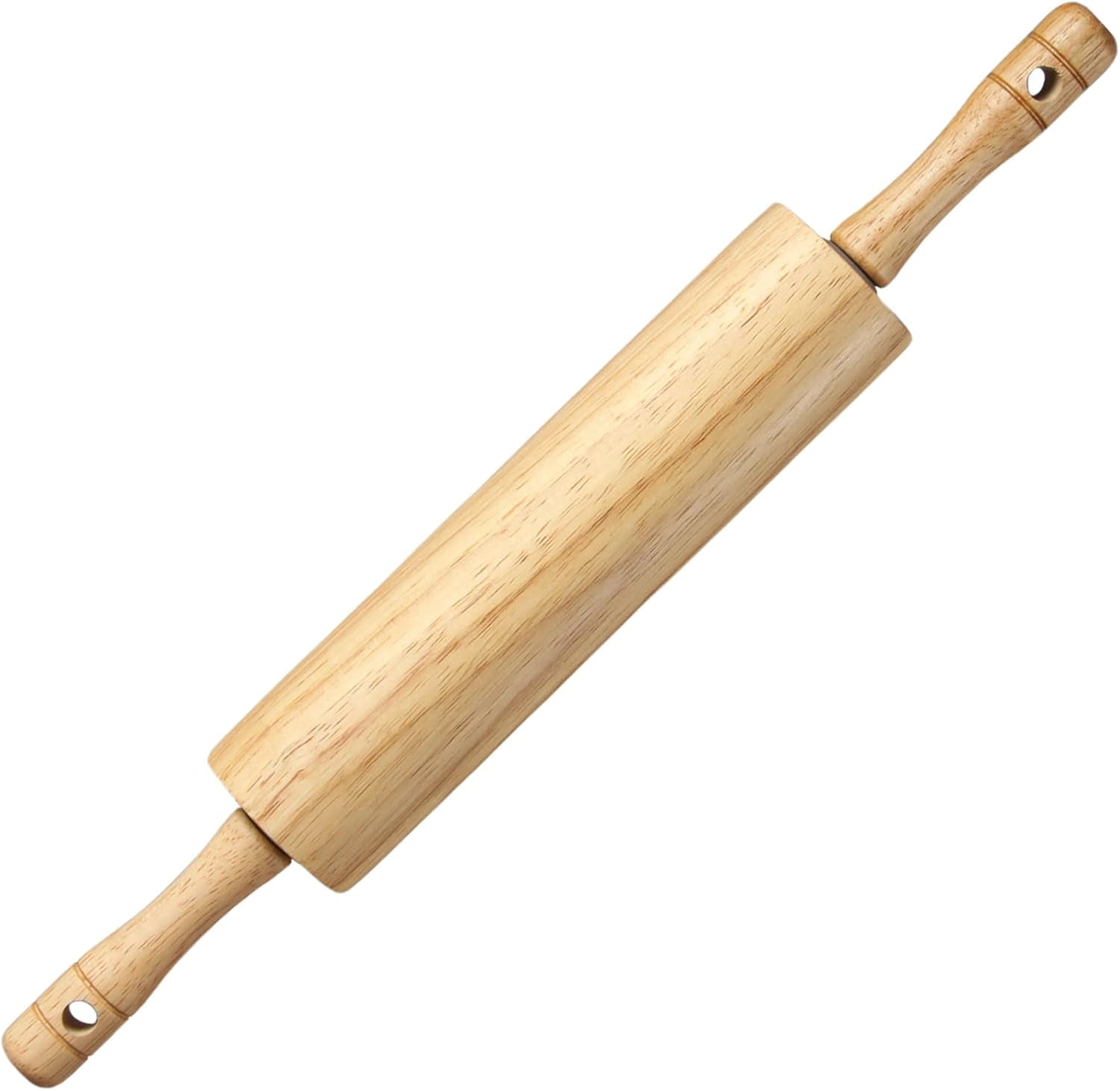 Rubber Wood Rolling Pin for Baking, Kitchen Dough Roller With Handles ...