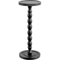 Rubber Wood Small Side Table, Solid Wood Round End Tables for Small Spaces, Martini Tables, Pedestal Drink Table for Living Room, Bedroom, Corners, and Office (Black, 9.4inch)